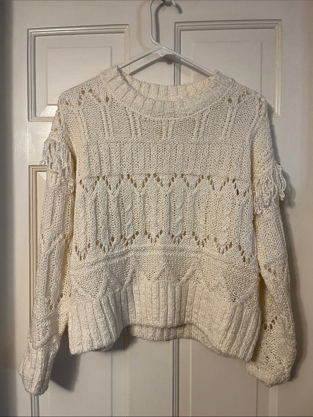 Old Navy Cream Open-Stitch Cable Sweater